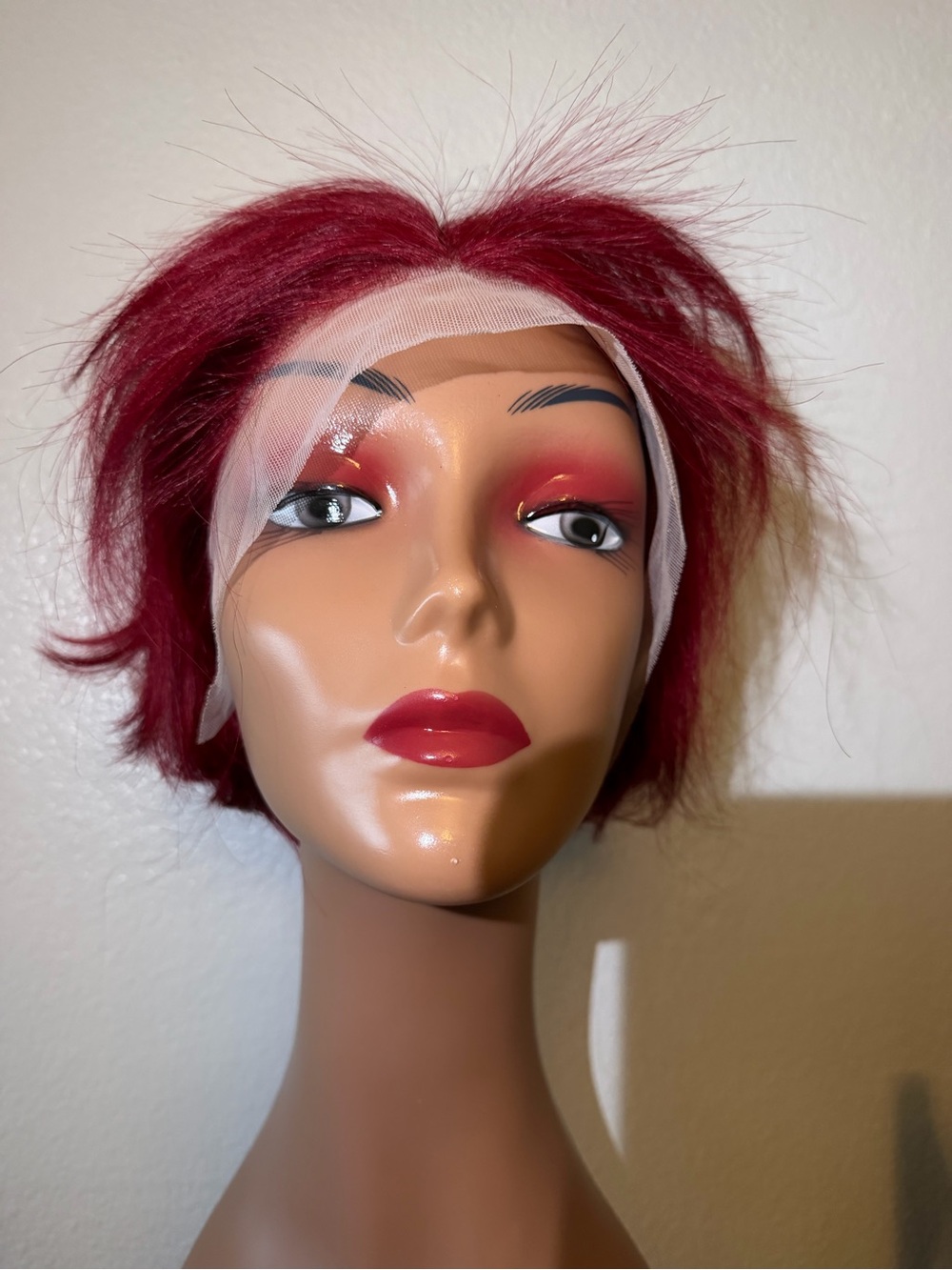 Short Burgundy Lace Front Women's Wig - Vibrant Red Style